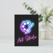 Art Studio Neon Line Briefkaart (Staand voorkant)