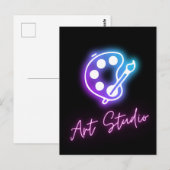 Art Studio Neon Line Briefkaart (Voorkant / Achterkant)