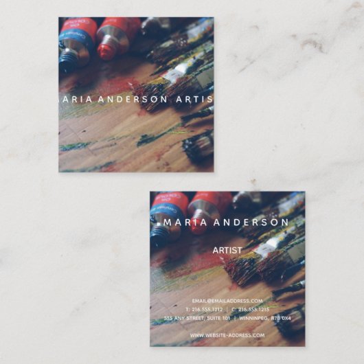 Art Studio Vierkante Visitekaartje (Voorkant / Achterkant)