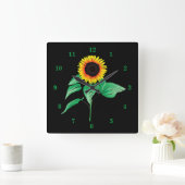 Art Sunflower - Kies / voeg uw favoriete kleur toe Vierkante Klok (Huis)