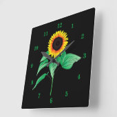 Art Sunflower - Kies / voeg uw favoriete kleur toe Vierkante Klok (Hoek)