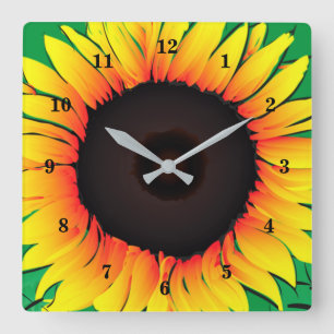 Art Sunflower - Zonnebloem Vierkante Klok