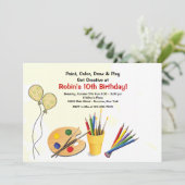 Art Supplies Birthday Party Kaart (Staand voorkant)