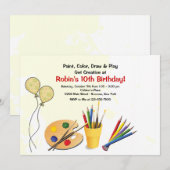 Art Supplies Birthday Party Kaart (Voorkant / Achterkant)