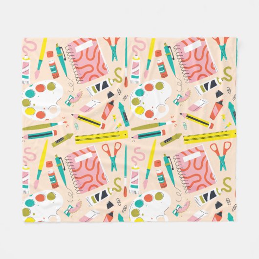 Art Supply All-Over Print Art Schort Fleece Deken (Voorkant (Horizontaal))