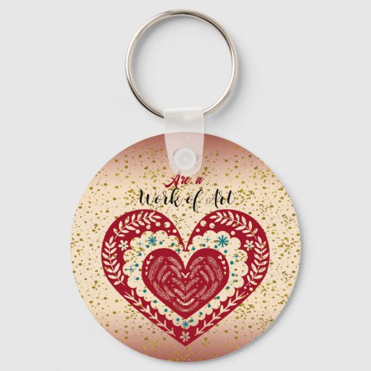 Art Sweeping Heart Romantic Love Quote Sleutelhanger (Voorkant)
