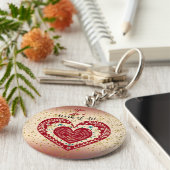 Art Sweeping Heart Romantic Love Quote Sleutelhanger (Zijkant)