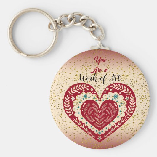 Art Sweeping Heart Romantic Love Quote Sleutelhanger (Voorkant)