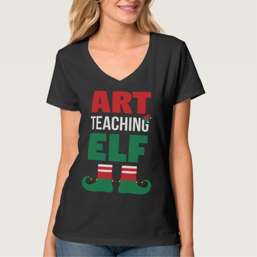 Art Teacher Christmas Art Teaching Elf Teacher T-shirt (Voorkant)