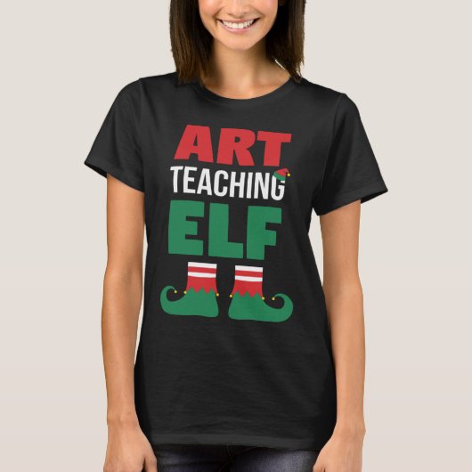 Art Teacher Christmas  Art Teaching Elf Teacher T-shirt (Voorkant)