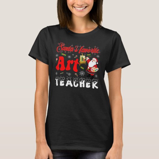 Art teacher Christmas   Santas Favorite teacher T-shirt (Voorkant)