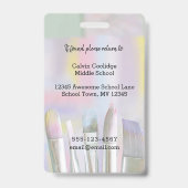 Art Teacher Custom Foto ID Badge kunstenaar (Back)