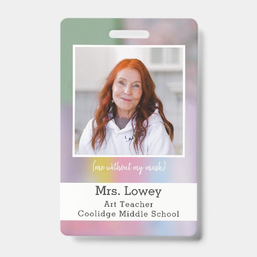 Art Teacher Custom Foto ID Badge kunstenaar (Front)