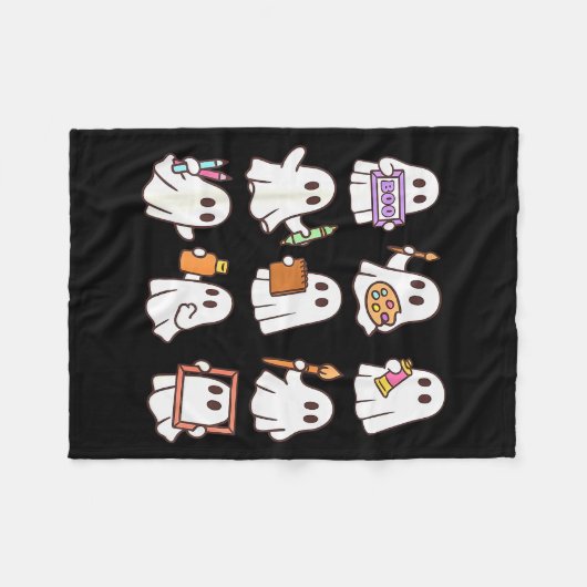 Art Teacher Ghost Halloween Artists Painter Teache Fleece Deken (Voorkant (Horizontaal))