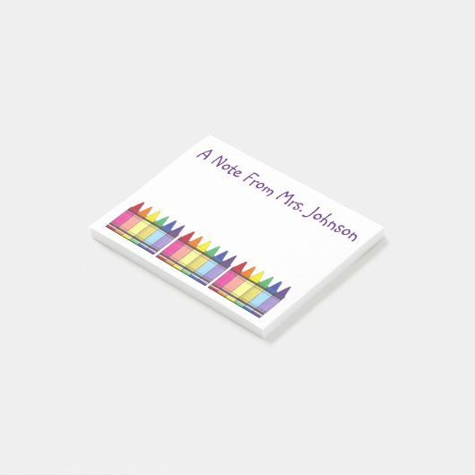Art Teacher Rainbow Crayon persoonlijke notitie va Post-it® Notes (Schuin)