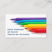 Art Teacher Rainbow Markers Artist Drawing Studio Visitekaartje (Voorkant)