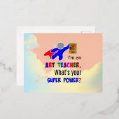 Art Teacher Superheld Folie Feestdagen Briefkaart (Voorkant / Achterkant)