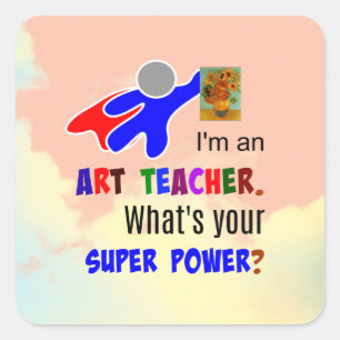 Art Teacher Superheld Vierkante Sticker