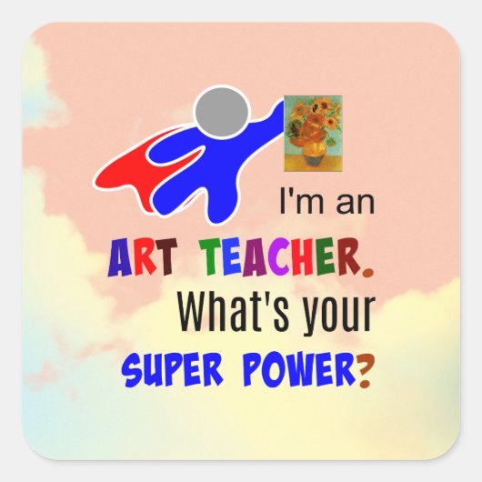 Art Teacher Superheld Vierkante Sticker (Voorkant)