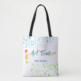 Art Teacher Waterverf Splatter Personalized Fun Tote Bag