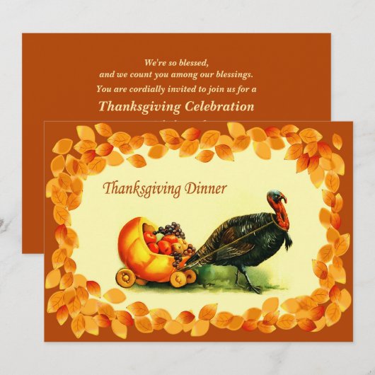 Art Thanksgiving Invitaties Kaart (Voorkant / Achterkant)