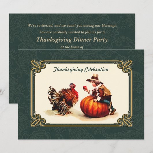 Art Thanksgiving Invitaties Kaart (Voorkant / Achterkant)