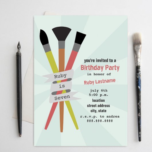 Art Thema Verjaardagsfeestuitnodiging Kaart