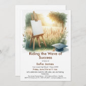 Art Theme Graduation Party Invitation Kaart (Voorkant / Achterkant)