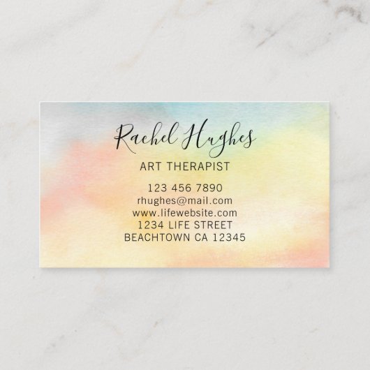 Art Therapist Sunflower Waterverf Visitekaartje (Achterkant)