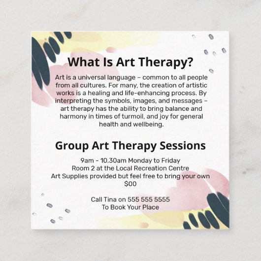 Art Therapy Abstract Square Visitekaartje (Achterkant)