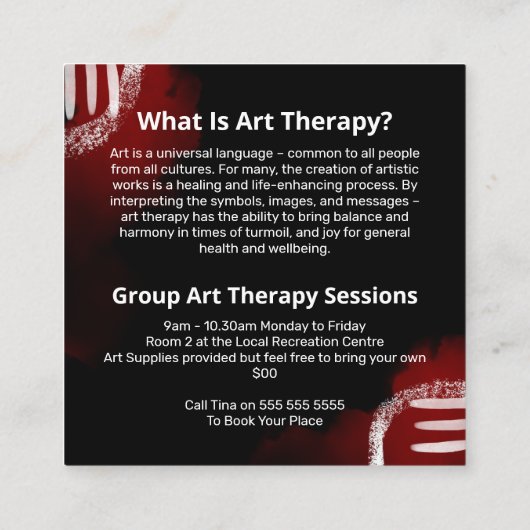 Art Therapy Meditation Square Visitekaartje (Achterkant)