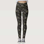 Art Tree Gold Holiday Christmas Black Leggings (Voorkant)