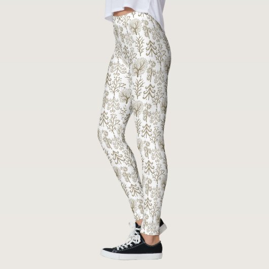 Art Tree Gold Holiday-kerstWITTE Leggings (Links)