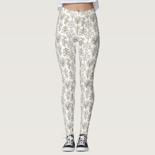 Art Tree Gold Holiday-kerstWITTE Leggings (Voorkant)