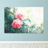 *~* Art TV2 2 ROZE PEONY Uitgerekte Canvas Print (Insitu (Houten vloer))