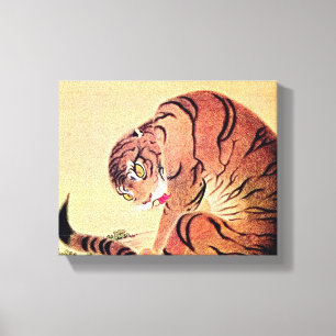 Art Ukiyo-E van de Japanse Tijger Woodblock Canvas Afdruk