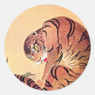  Art Ukiyo-E van de Japanse Tijger Woodblock Ronde Sticker