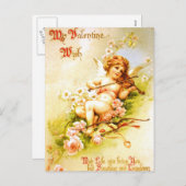 Art. van de Cupido van het Briefkaart van de Viool (Voorkant / Achterkant)