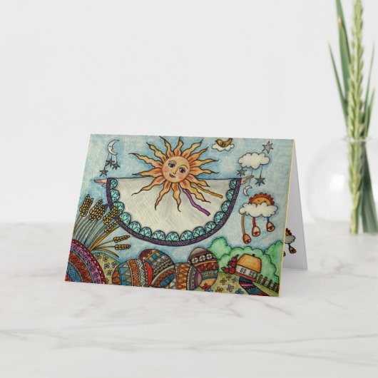 Art. van de Zonsopgang van Pasen het Oekraïense Feestdagen Kaart (Voorkant)