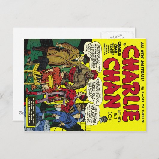 Art. van het Hoesje van het Boek van CHARLIE CHAN Briefkaart (Voorkant / Achterkant)