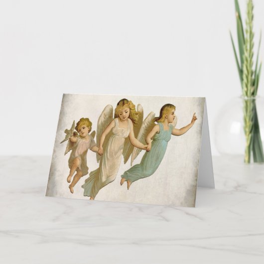 Art. van Kerstmis van de Vakantie van engelen het Feestdagen Kaart (Voorkant)