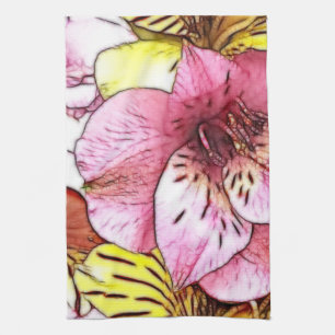 Art. van Watercolours en het Roze van de Hibiscus  Theedoek
