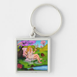 Art Venus en vliegende witte duif in Garden Eden Sleutelhanger