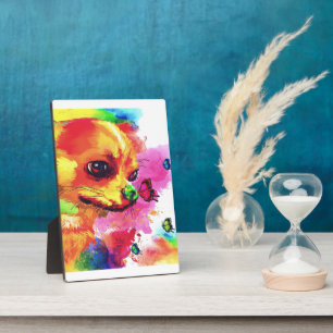 Art Waterverf Funny Chihuahua Dog Butterfly Fotoplaat