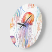 Art waterverf kwallen abstract kleurrijk grote klok (Hoek)