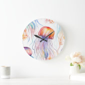 Art waterverf kwallen abstract kleurrijk grote klok (Huis)