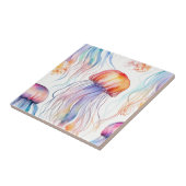 Art waterverf kwallen abstract kleurrijk tegeltje (Zijkant)