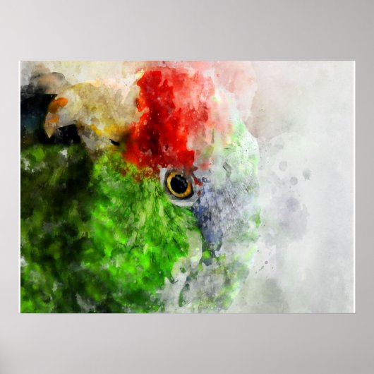 Art Waterverf Parrot Green Paraket Gift Poster (Voorkant)