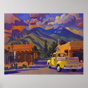Art West POSTER - Een gele truck op Taos