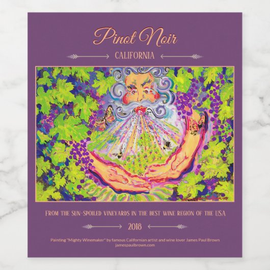 Art Wine Label "Mighty Winemaker" Wijn Etiket (Enkel label)